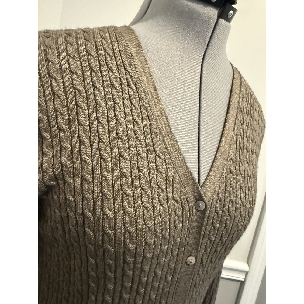 Brooks Brothers Silk Cashmere Cardigan Sweater Womens Small Cable Knit V Neck - Picture 5 of 5